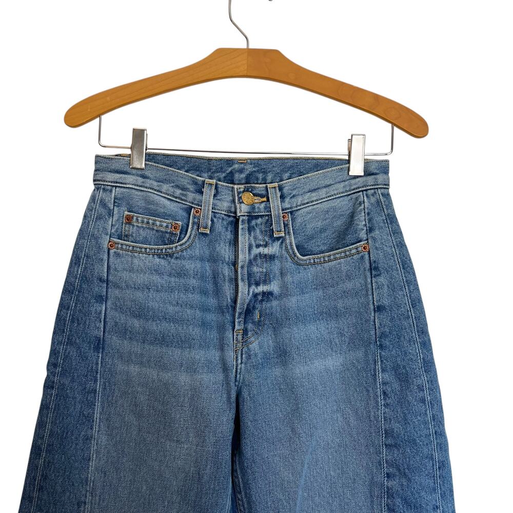 B Sides Slim Lasso Barrel Leg Jeans Blue Denim Loose Baggy Cotton Size 24 - Picture 4 of 10